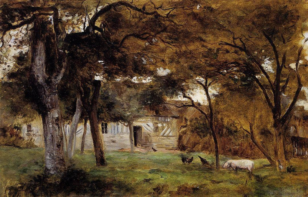 Farm in Normandy by Berthe Morisot — hand-painted architectural oil painting reproduction on canvas