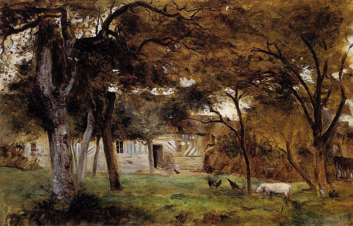 Farm in Normandy by Berthe Morisot — hand-painted architectural oil painting reproduction on canvas