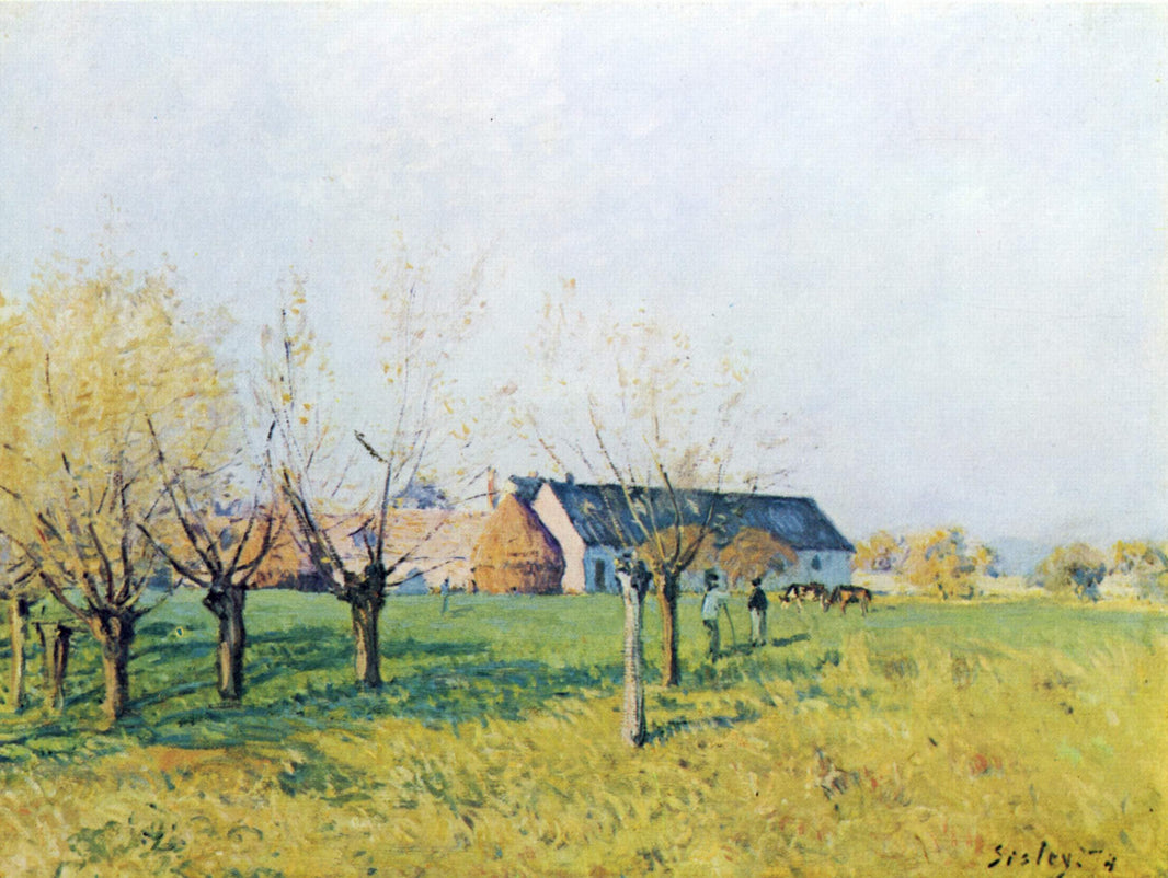 Farm to Höllenkaff by Alfred Sisley — hand-painted botanical oil painting reproduction on canvas