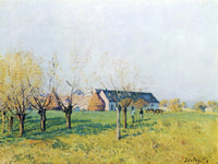 Farm to Höllenkaff by Alfred Sisley — hand-painted botanical oil painting reproduction on canvas