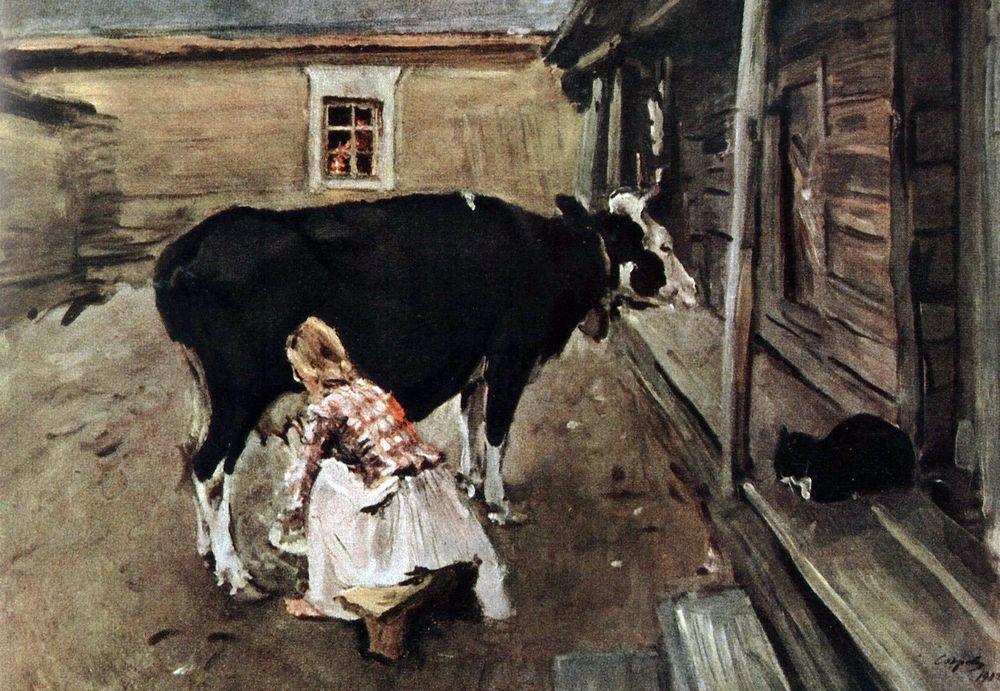 Farm Yard in Finland by Valentin Serov — hand-painted animal oil painting reproduction on canvas