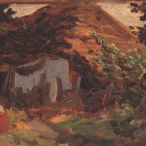 Farm-yard with Girl in Red Skirt