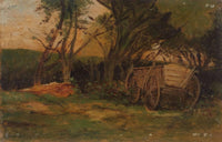 Farmer cart under trees by August von Pettenkofen — hand-painted landscape oil painting reproduction on canvas