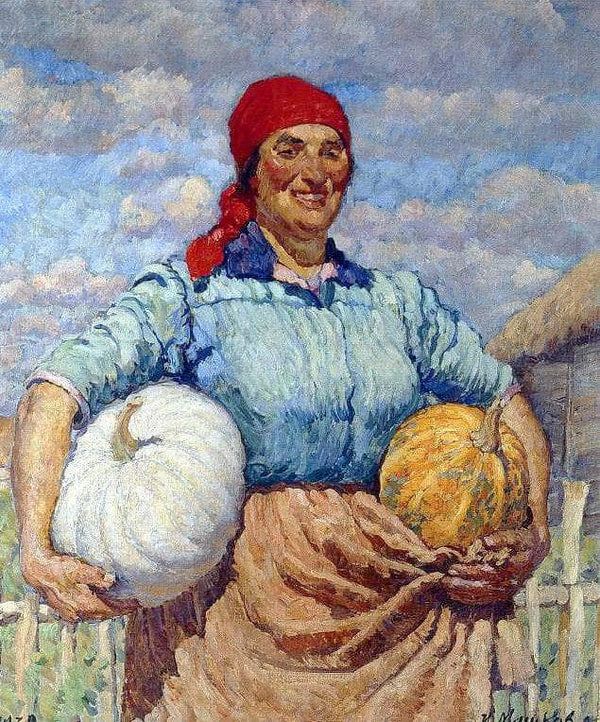 Farmer with pumpkins