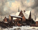 Farmhouse in Winter by Carl Julius von Leypold — hand-painted architectural oil painting reproduction on canvas