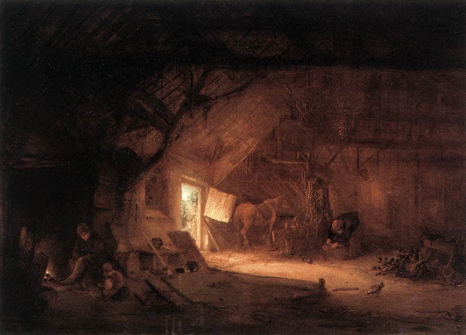 Farmhouse Interior by Isaac van Ostade — hand-painted landscape oil painting reproduction on canvas
