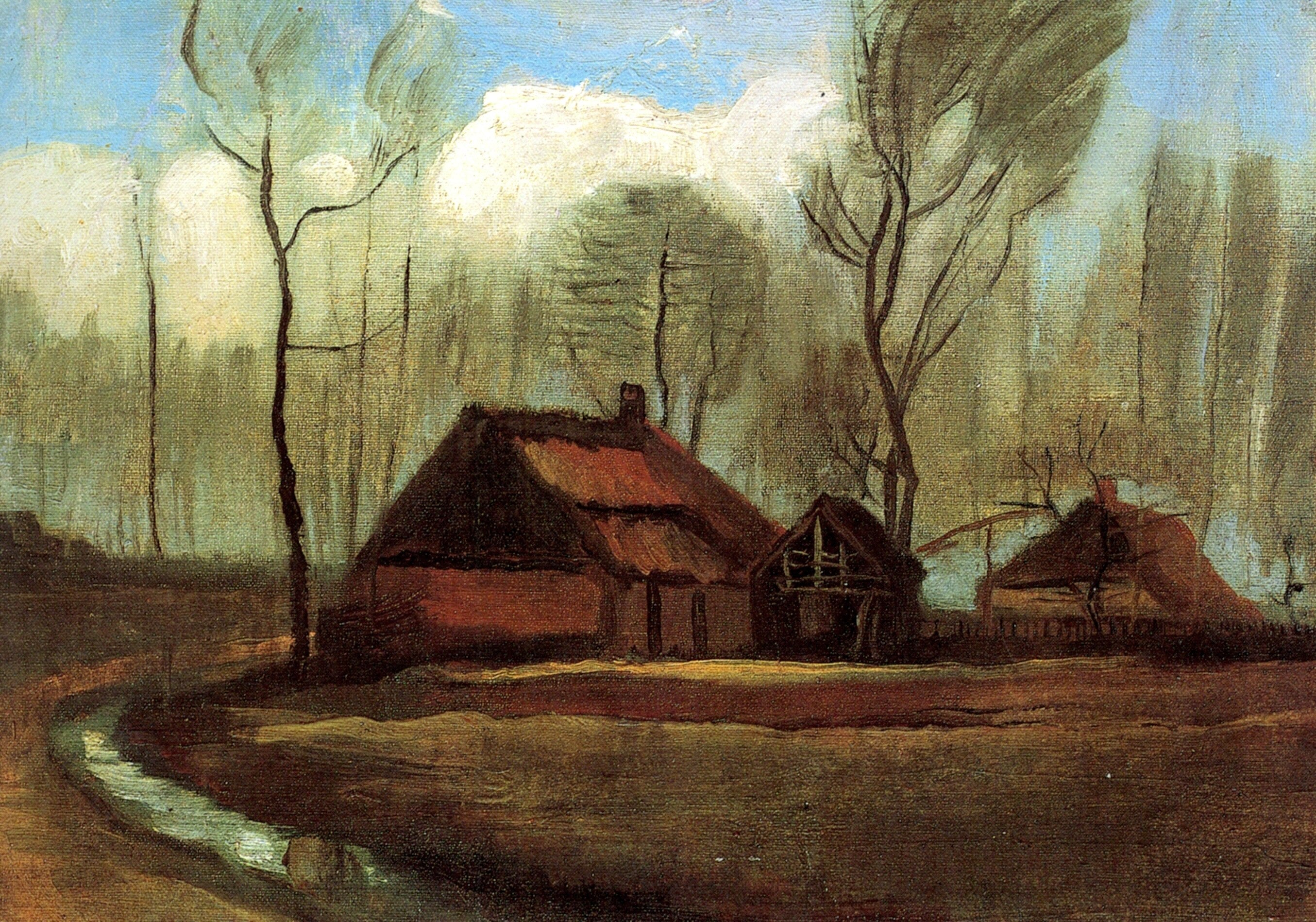 Farmhouses Among Trees - Vincent van Gogh