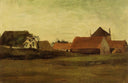 Farmhouses in Loosduinen near The Hague at Twilight by Vincent van Gogh — rural oil painting wall art, Realism