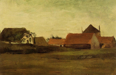 Farmhouses in Loosduinen near The Hague at Twilight in study