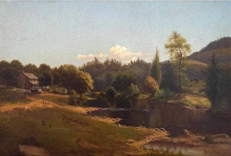 Farmscape by Albert Bierstadt — hand-painted landscape oil painting reproduction on canvas