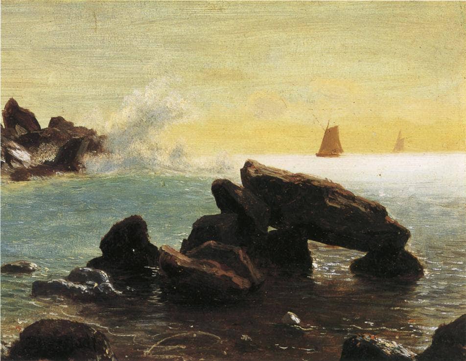 Farralon Islands, California by Albert Bierstadt — hand-painted landscape oil painting reproduction on canvas