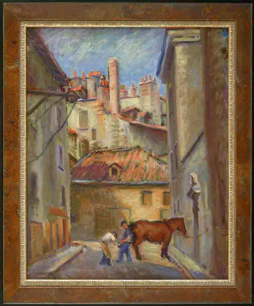 Farrier at Work in Town by Jacob MÄcznik — hand-painted animal oil painting reproduction on canvas
