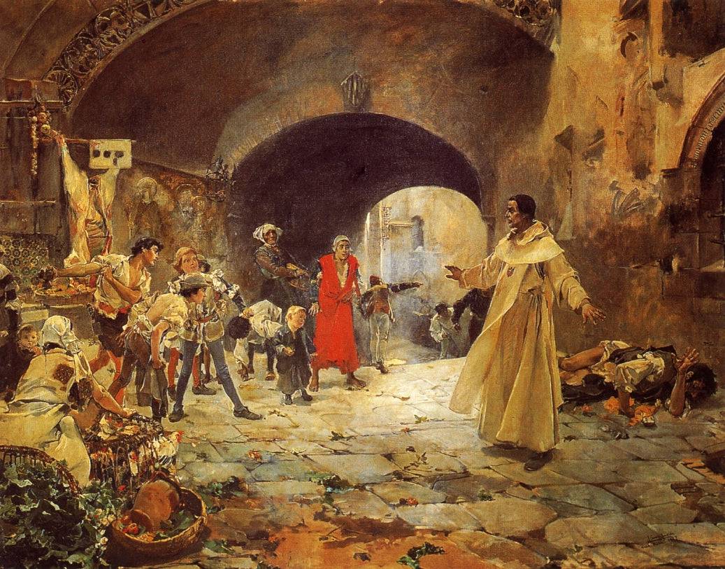 Father Jofré Protecting a Madman - Joaquín Sorolla