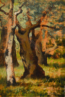Sketch of the holm oak by Giovanni Fattori — hand-painted landscape oil painting reproduction on canvas