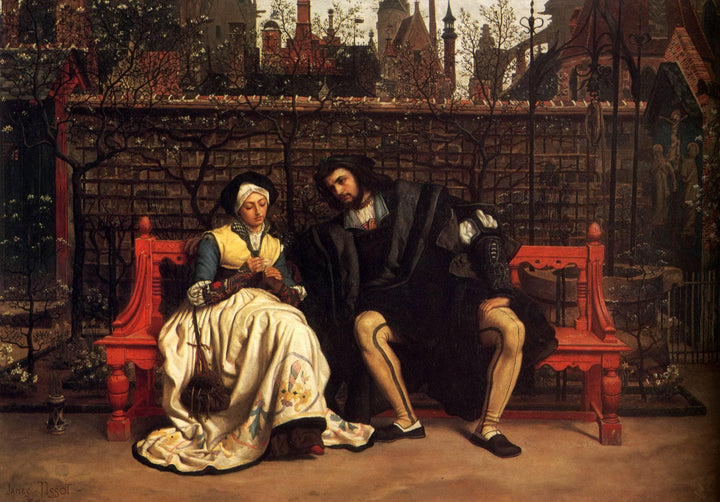 Faust and Marguerite in the Garden by James Tissot — hand-painted portrait oil painting reproduction on canvas