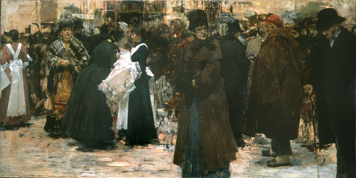 Today's square by Giacomo Favretto, hand-painted cultural oil painting reproduction on canvas