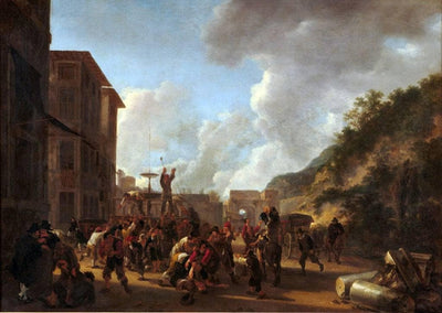 Feast and Merrymaking near the Spanish Embassy in Rome in February 1637 in kitchen
