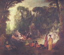 Feast in Park by Antoine Watteau — hand-painted botanical oil painting reproduction on canvas