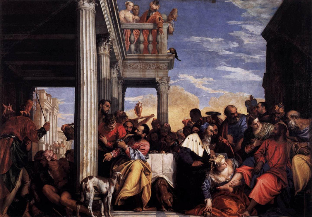 Feast in the House of Simon by Paolo Veronese — hand-painted architectural oil painting reproduction on canvas
