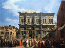 Feast of San Rocco (The Doge Visiting the Church and Scuola di S. Rocco) by Canaletto — hand-painted architectural oil painting reproduction on canvas