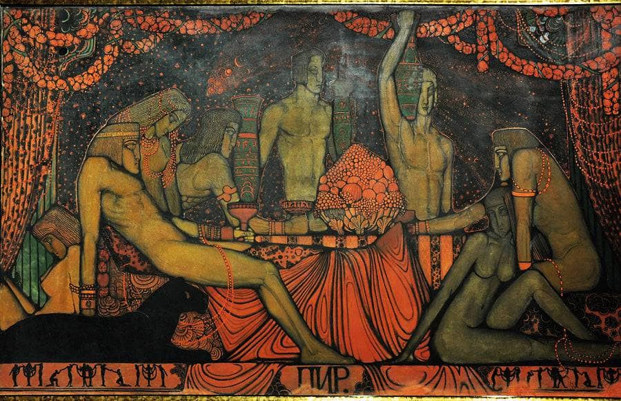 Feast by Vsevolod Maksymovych — hand-painted abstract oil painting reproduction on canvas