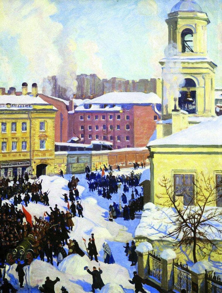 February 27 by Boris Kustodiev — hand-painted architectural oil painting reproduction on canvas