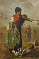 Feeding the pigeons by Giacomo Favretto — male oil painting wall art, Realism