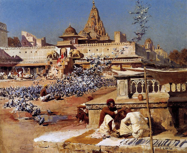 Feeding The Sacred Pigeons, Jaipur - Edwin Lord Weeks