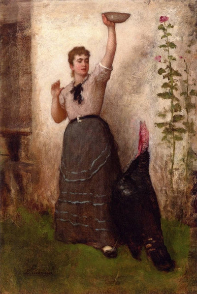 Feeding the Turkey by Eastman Johnson — oil painting reproduction