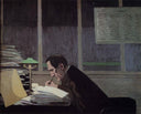 Felix Feneon at the Revue Blanche by Felix Vallotton — male oil painting wall art, Post Impressionism