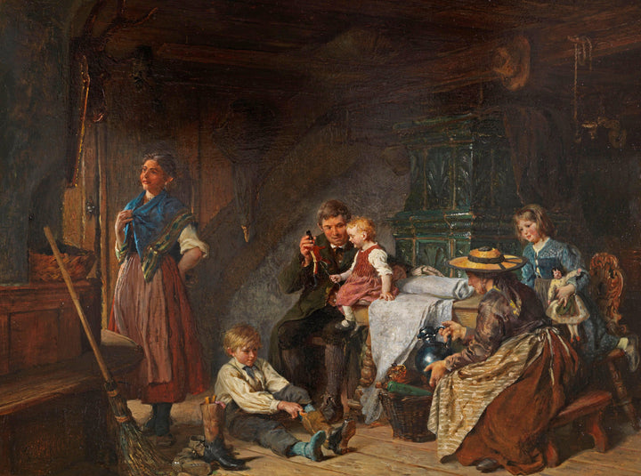 Family scene by Felix Schlesinger — hand-painted portrait oil painting reproduction on canvas