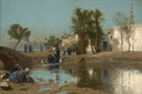 Fellah Women Drawing Water by Jean-Leon Gerome — rural oil painting wall art, Orientalism