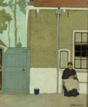 Female in front of her house by Jan Mankes — hand-painted landscape oil painting reproduction on canvas