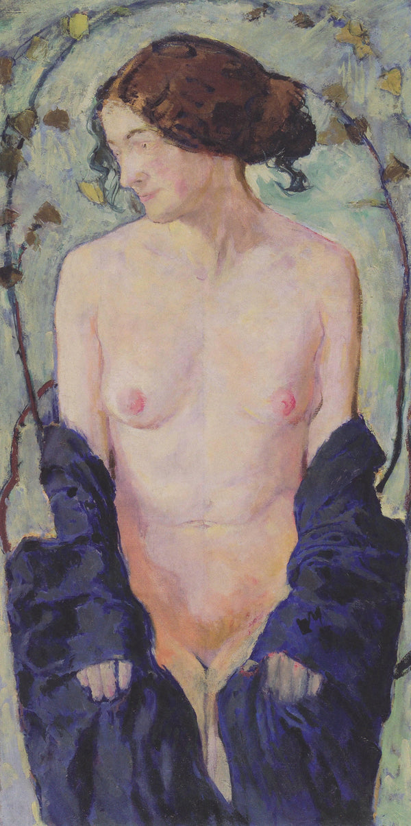 Female Nude with blue cloth