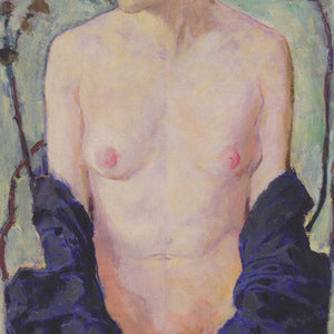 Female Nude with blue cloth