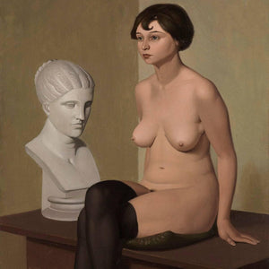 Female nude with head in plaster