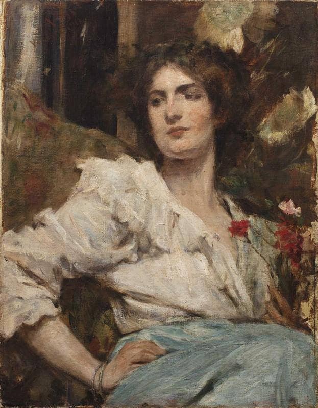 Female portrait by Alessandro Zezzos — hand-painted portrait oil painting reproduction on canvas