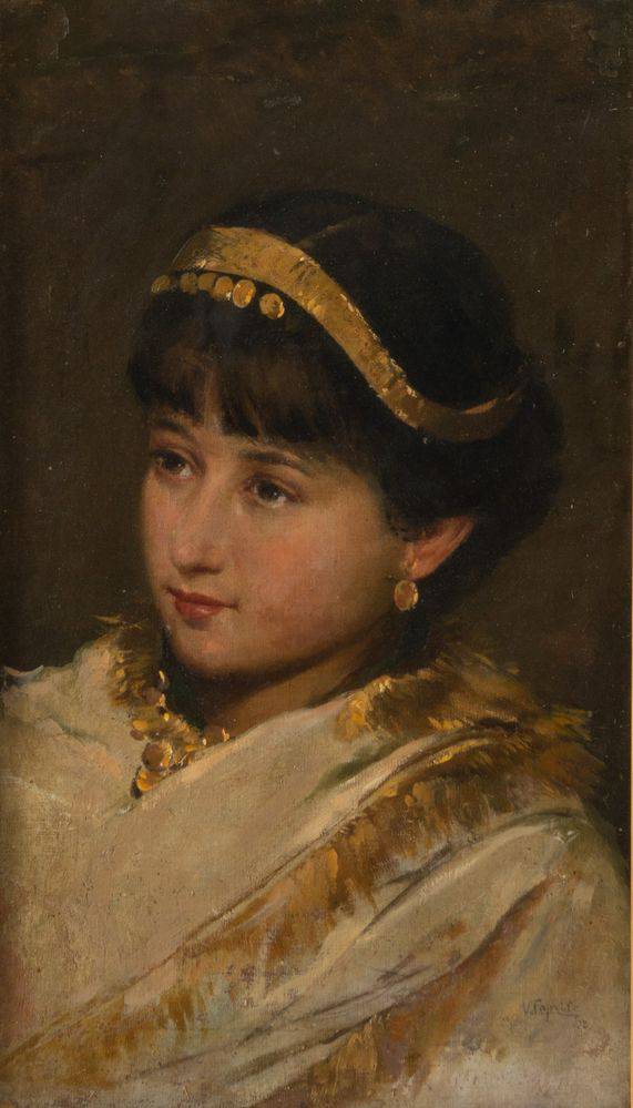 Female portrait by Vincenzo Caprile — hand-painted portrait oil painting reproduction on canvas
