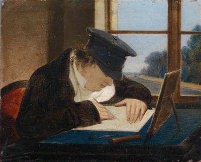 Portrait of the engraver Johann Nepomuk Passini by Peter Fendi — hand-painted portrait oil painting reproduction on canvas