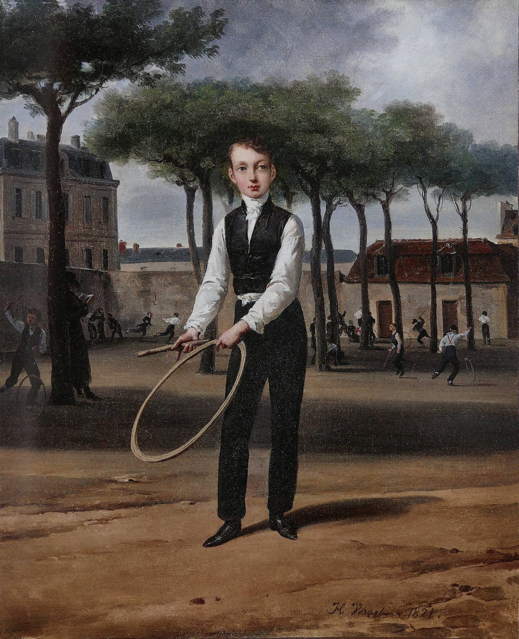 Ferdinand-Philippe-Louis, Duke of Chartres, playing in the courtyard of the Henri IV high school - Horace Vernet