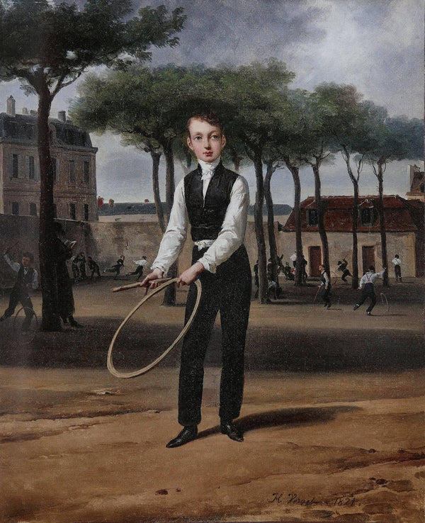 Ferdinand-Philippe-Louis, Duke of Chartres, playing in the courtyard of the Henri IV high school