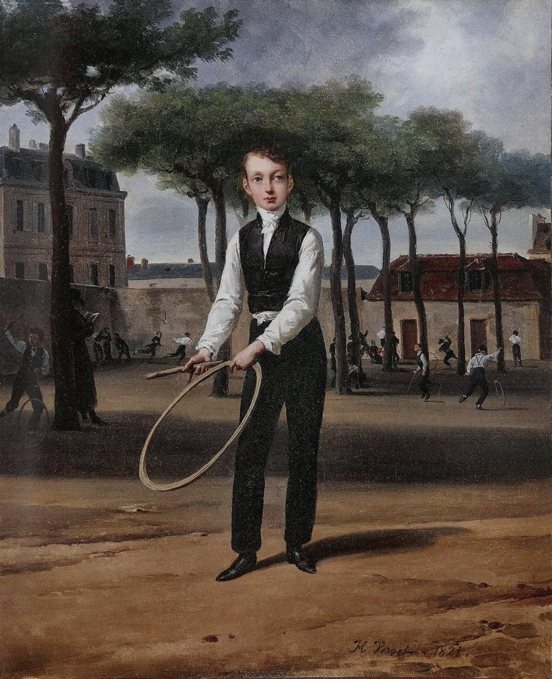 Ferdinand-Philippe-Louis, Duke of Chartres, playing in the courtyard of the Henri IV high school on gallery wrap