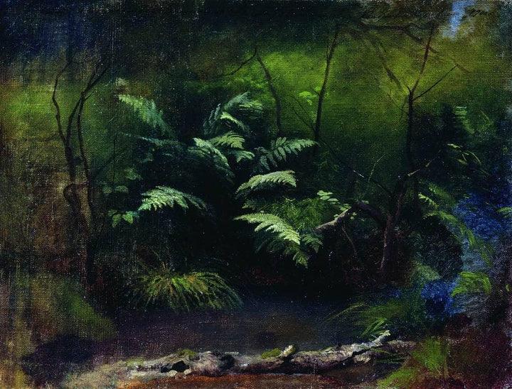Ferns by the water by Isaac Levitan — hand-painted botanical oil painting reproduction on canvas