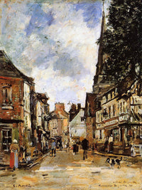 Fervaques, a Village Street by Eugene Boudin — hand-painted architectural oil painting reproduction on canvas