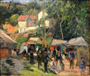 Festival at the Hermitage by Camille Pissarro — village oil painting wall art, Impressionism