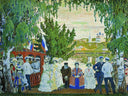 Festive Gathering by Boris Kustodiev — hand-painted botanical oil painting reproduction on canvas