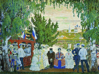 Festive Gathering by Boris Kustodiev — hand-painted botanical oil painting reproduction on canvas