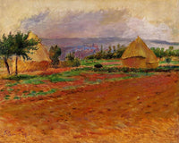 Field and Haystacks by Pierre-Auguste Renoir — hand-painted landscape oil painting reproduction on canvas