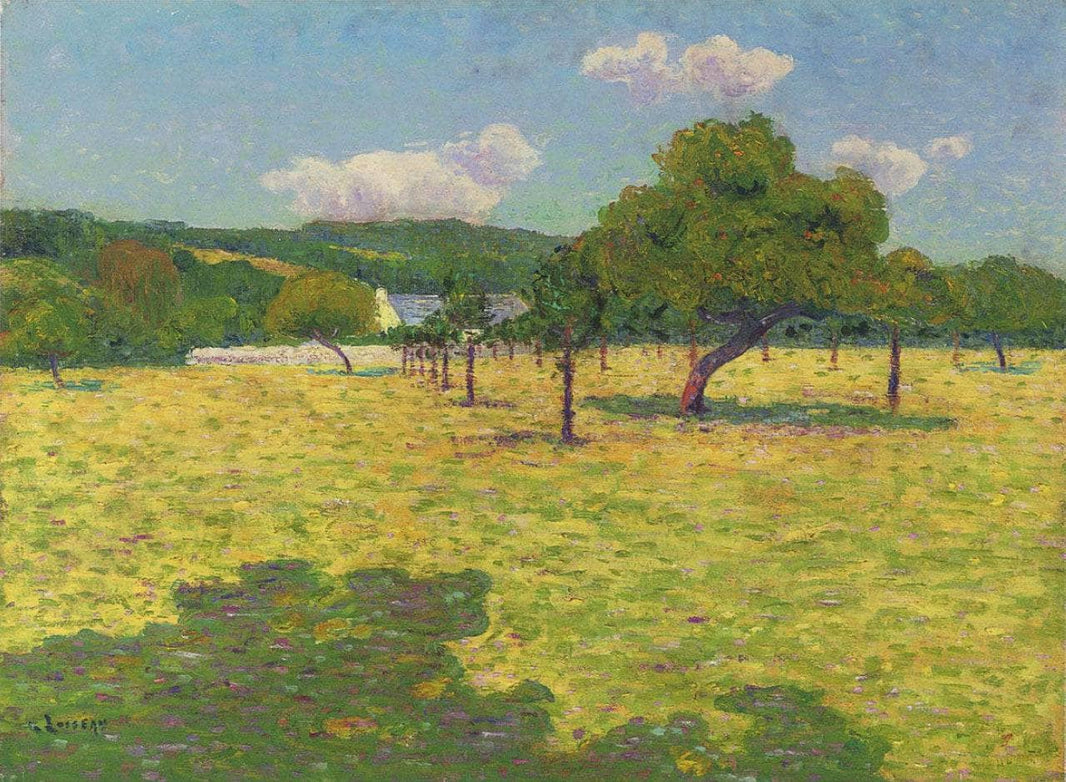 Field and Hills by Gustave Loiseau — hand-painted botanical oil painting reproduction on canvas