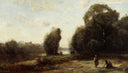 Field by a River by Camille Corot — seascapes oil painting wall art, Realism